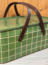 Load image into Gallery viewer, Green Metal Picnic Basket w/ Lid

